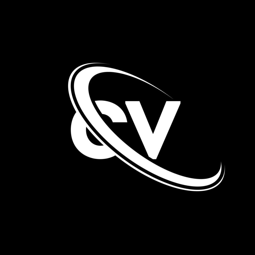 CV logo. c v ontwerp. wit CV brief. CV brief logo ontwerp. eerste brief CV gekoppeld cirkel hoofdletters monogram logo. vector