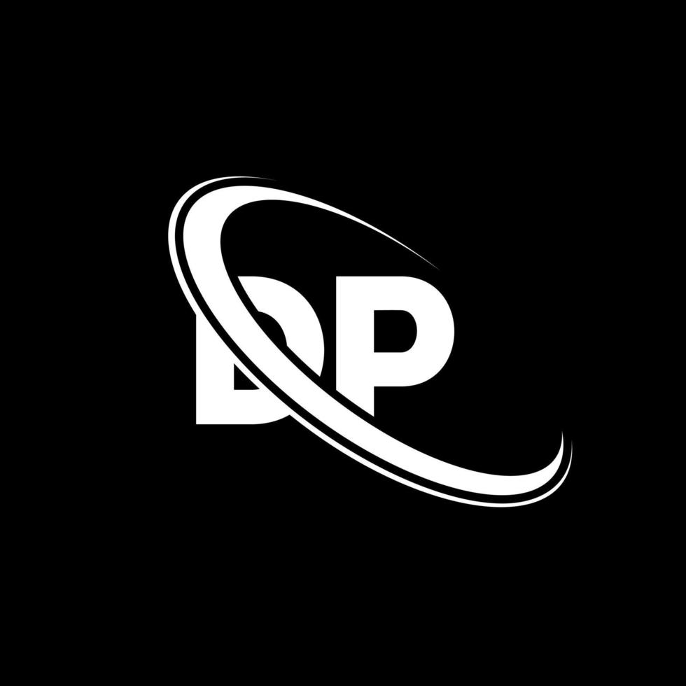 dp logo. d p ontwerp. wit dp brief. dp brief logo ontwerp. eerste brief dp gekoppeld cirkel hoofdletters monogram logo. vector