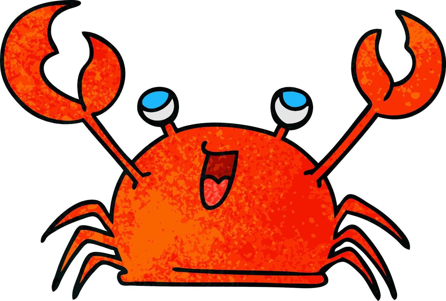 eigenzinnige handgetekende cartoon gelukkige krab vector