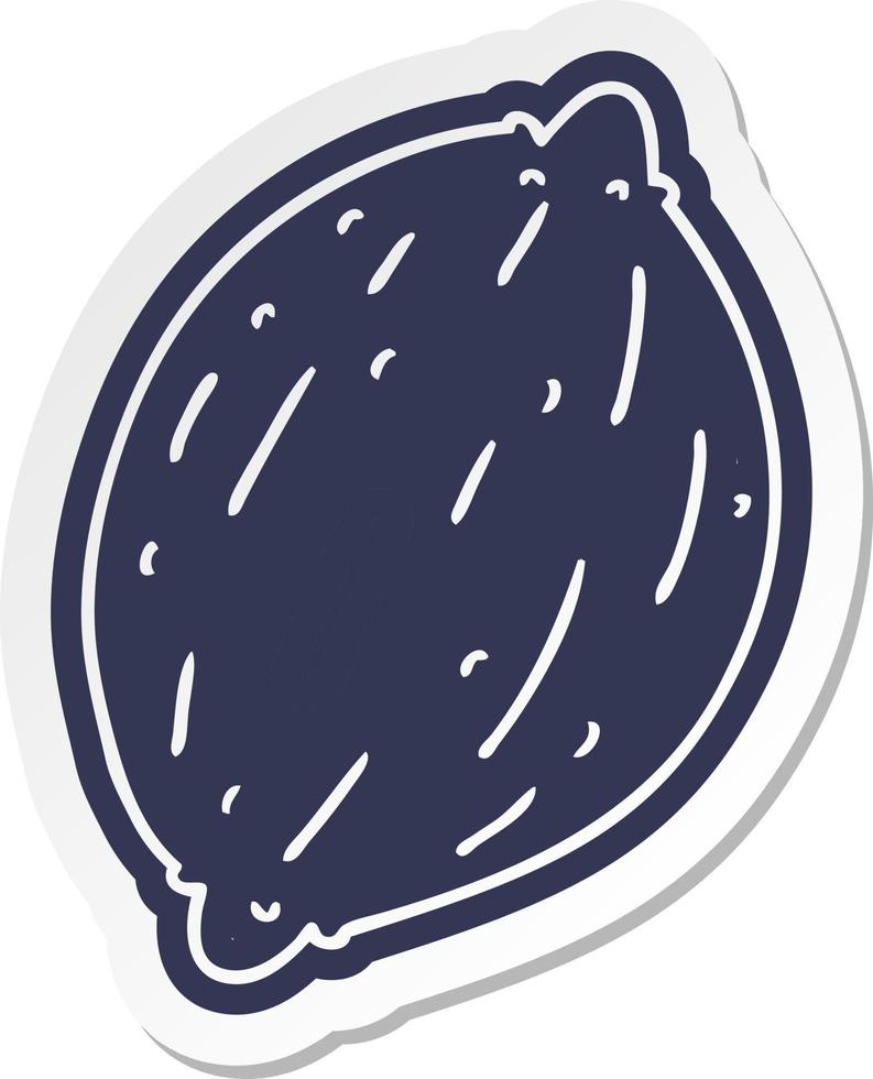 cartoon sticker van een enkele walnoot vector