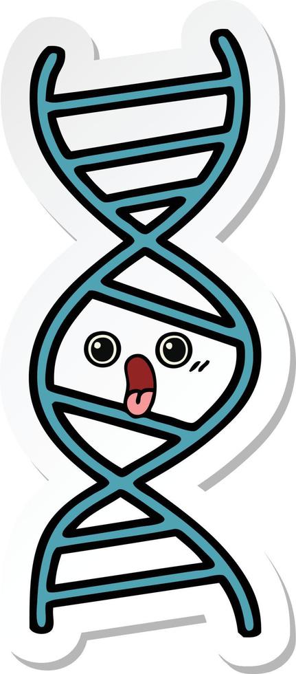 sticker van een schattige cartoon-dna-streng vector