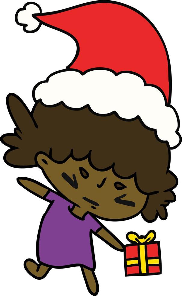 kerst cartoon van kawaii meisje vector