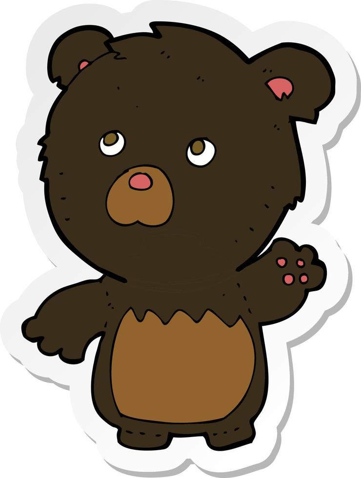 sticker van een tekenfilm zwart teddy beer vector