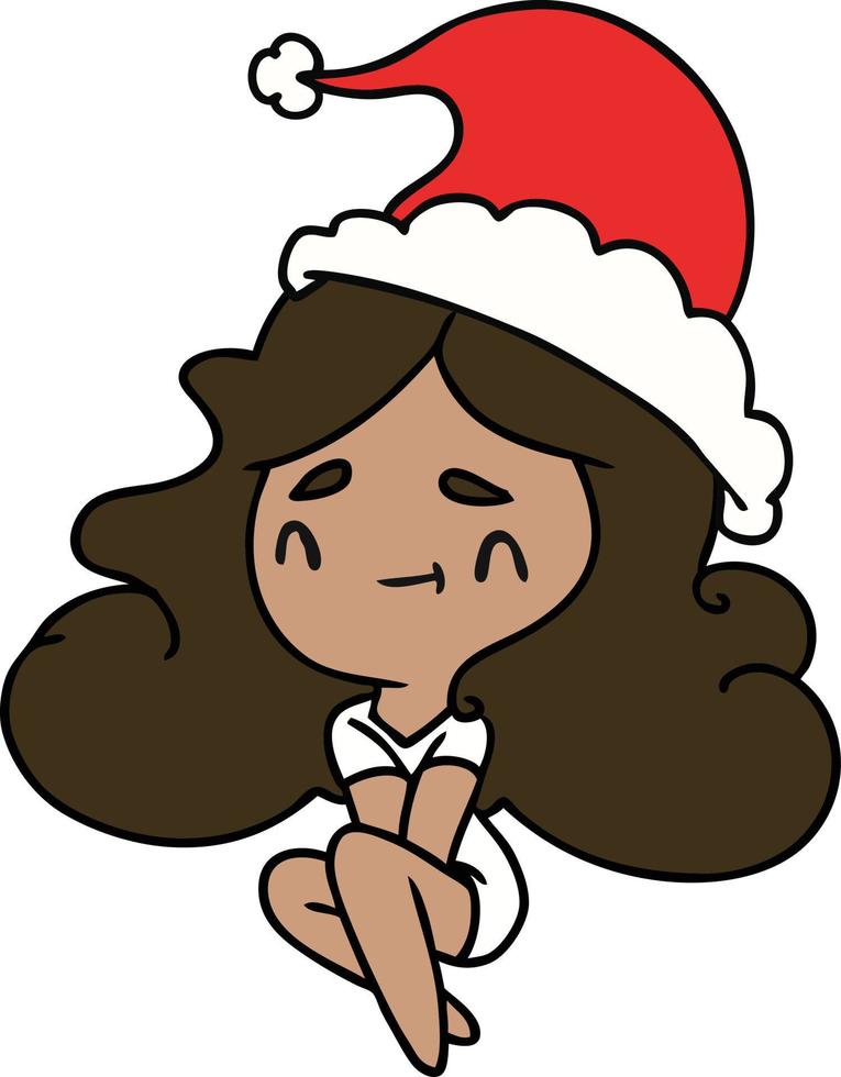 kerst cartoon van kawaii meisje vector