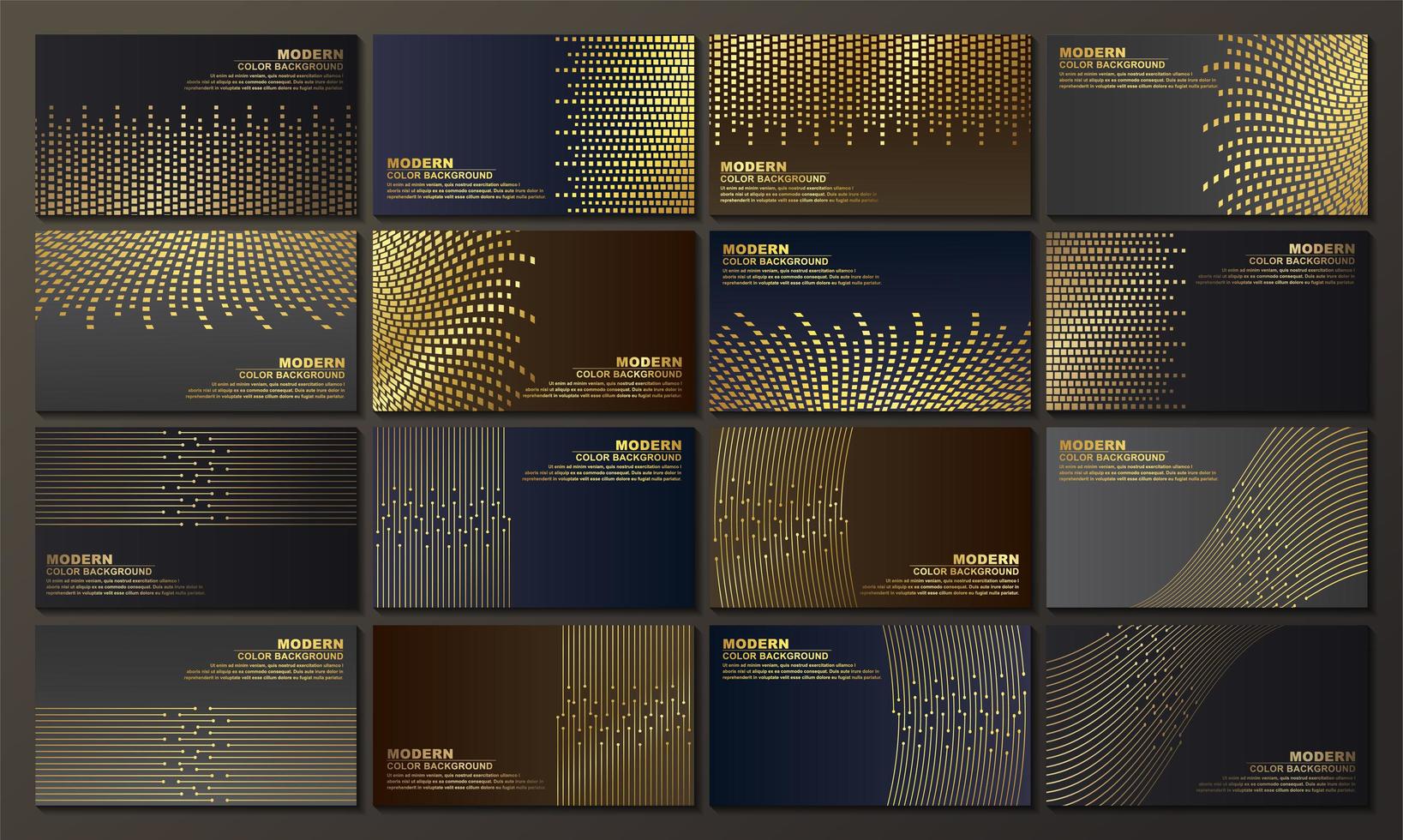 donkere banners met gouden abstracte lijnen vector