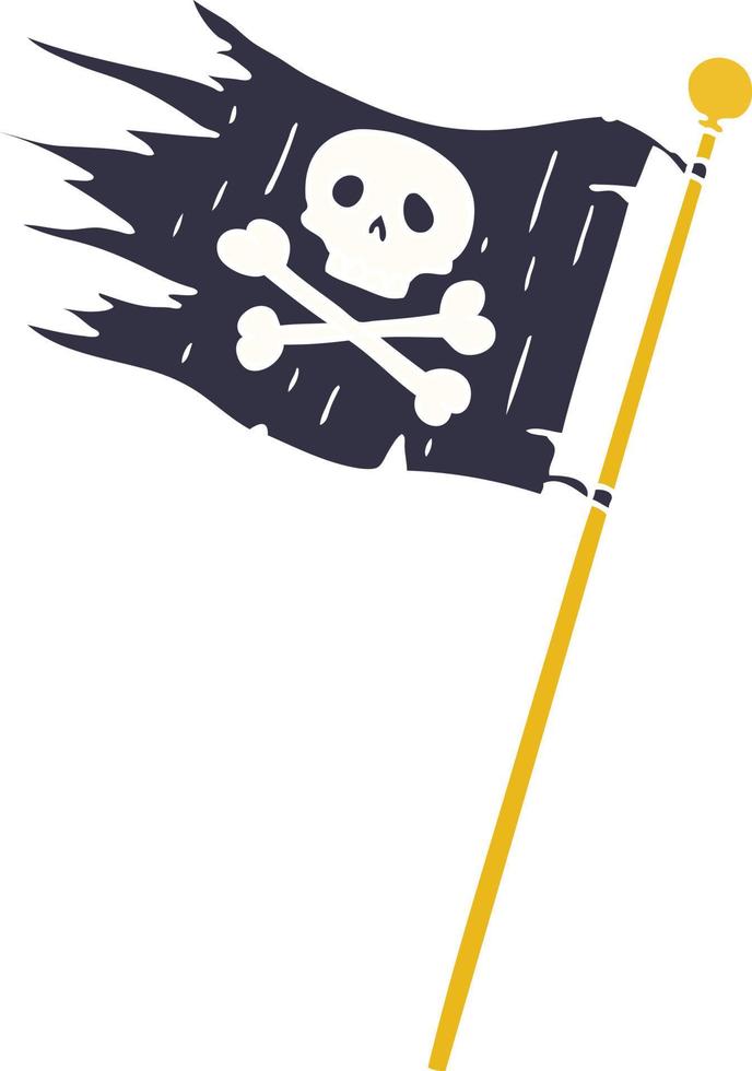 cartoon doodle van een piratenvlag vector