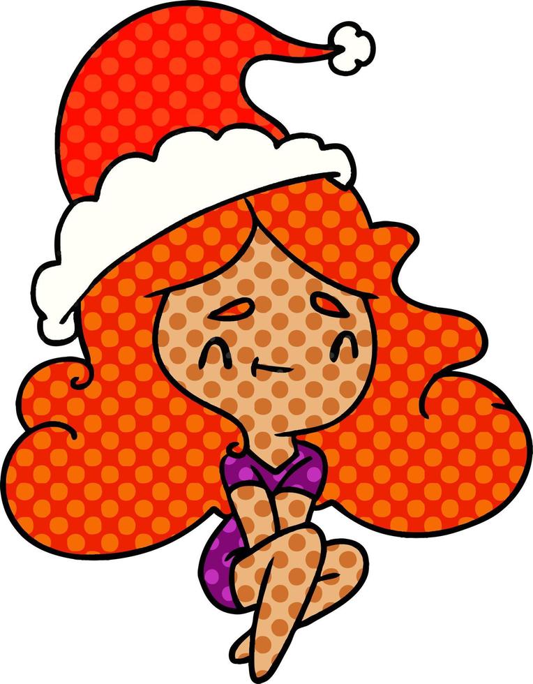 kerst cartoon van kawaii meisje vector