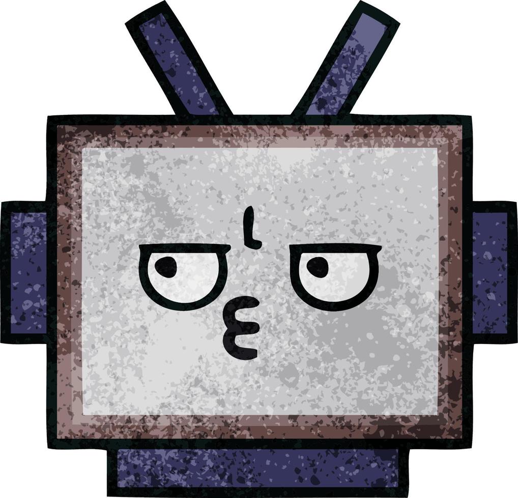 retro grunge textuur cartoon robot hoofd vector