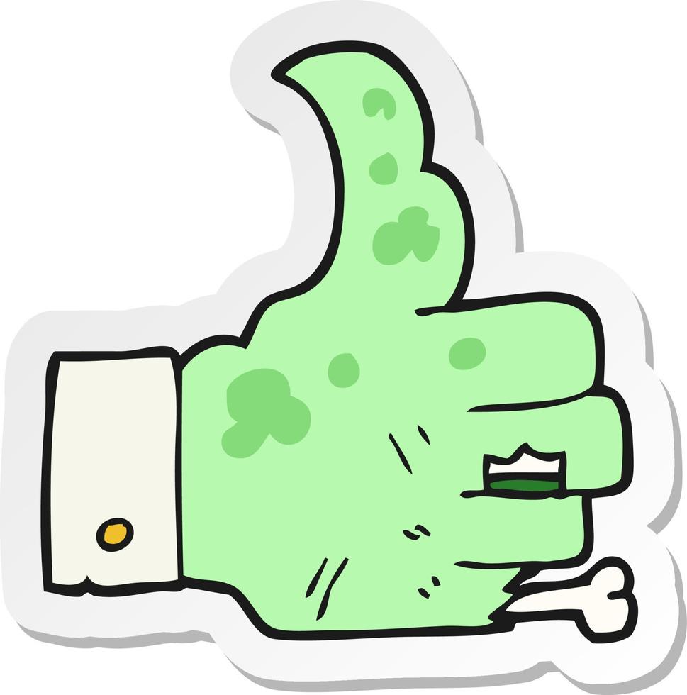 sticker van een cartoon zombiehand vector