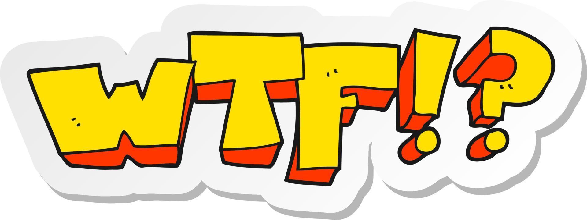 sticker van een tekenfilm wtf symbool vector