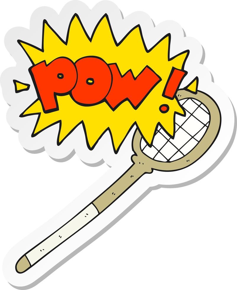 sticker van een tekenfilm tennis racket vector