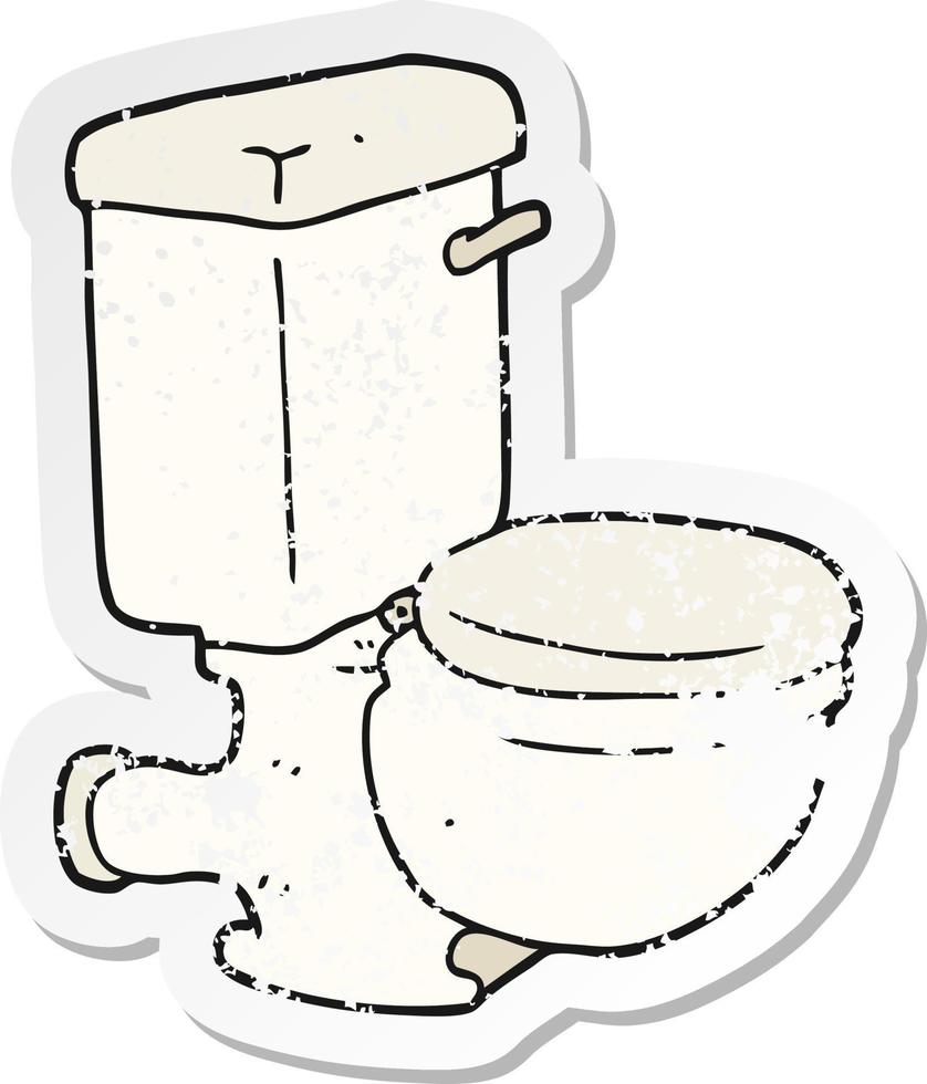 retro verontrust sticker van een tekenfilm toilet vector