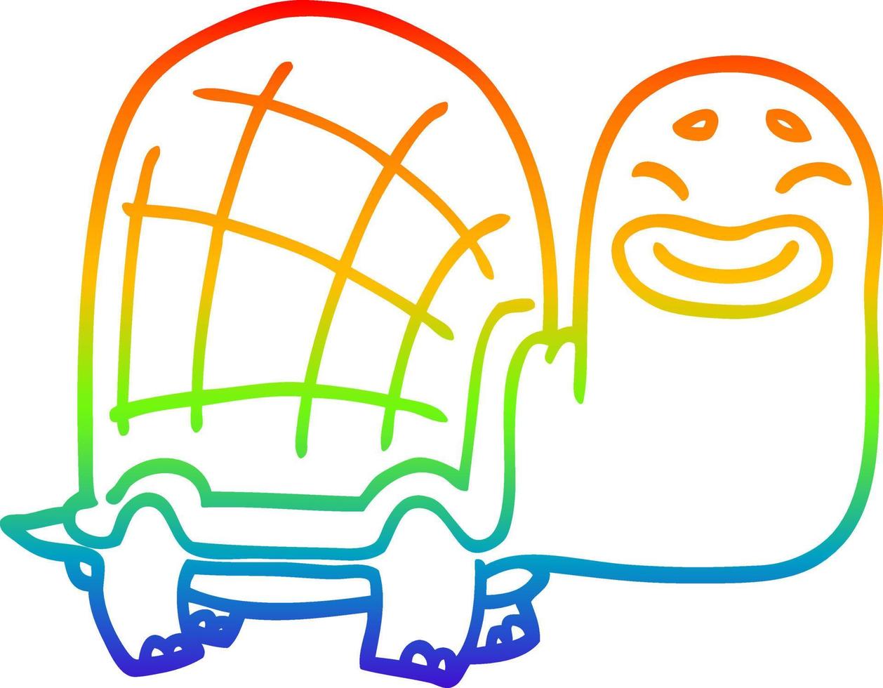 regenbooggradiënt lijntekening cartoon gelukkige schildpad vector