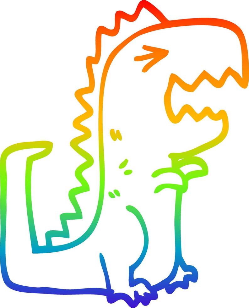 regenbooggradiënt lijntekening cartoon brullende t rex vector