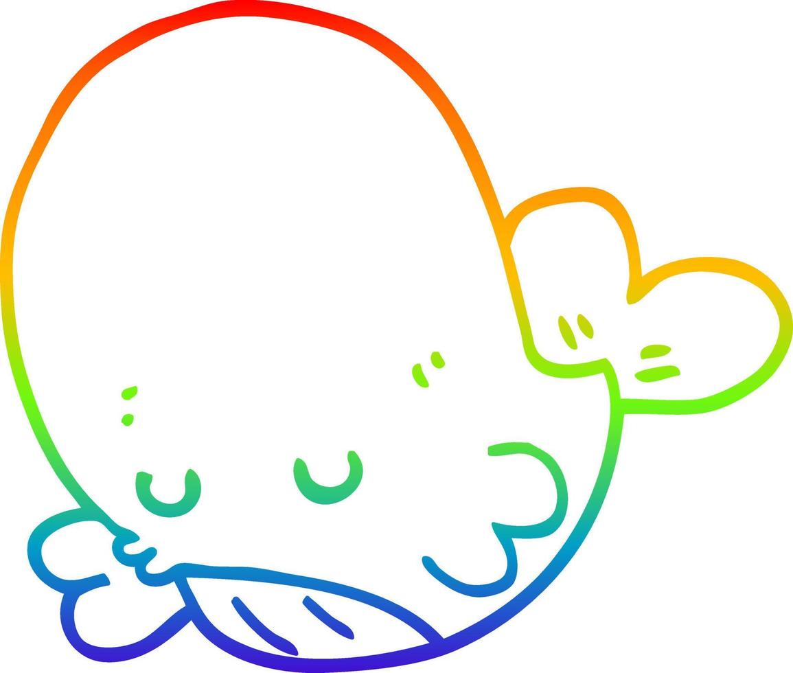 regenbooggradiënt lijntekening cartoon walvis vector