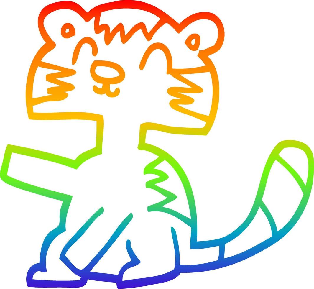 regenbooggradiënt lijntekening grappige cartoon kat vector