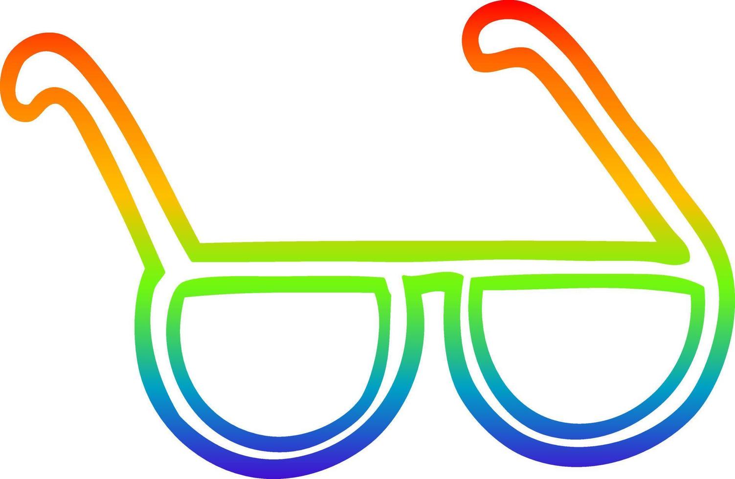 regenbooggradiënt lijntekening cartoon zonnebril vector