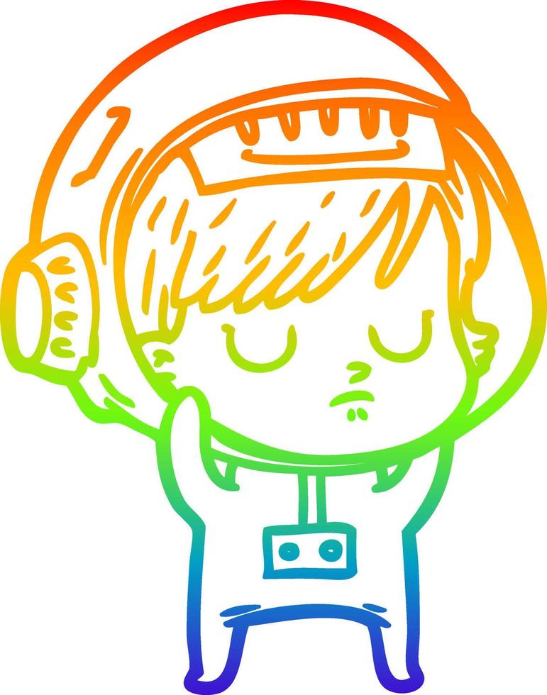 regenbooggradiënt lijntekening cartoon astronaut vrouw vector