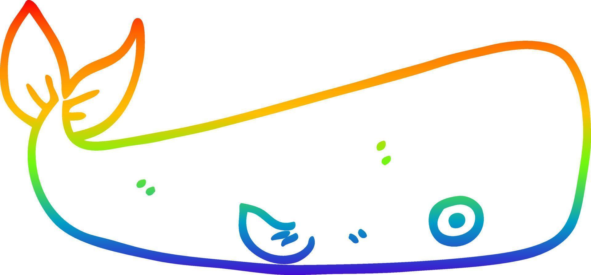 regenbooggradiënt lijntekening cartoon zeewalvis vector