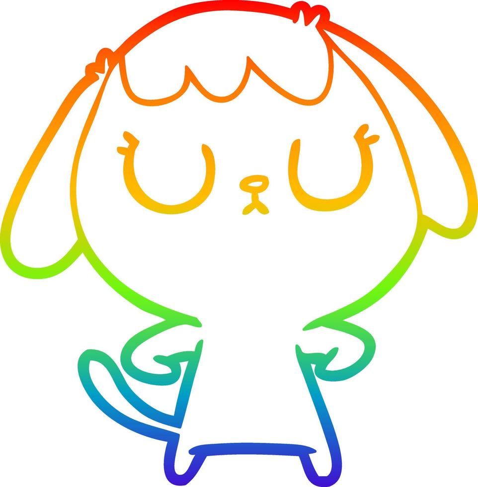 regenbooggradiënt lijntekening schattige cartoon hond vector