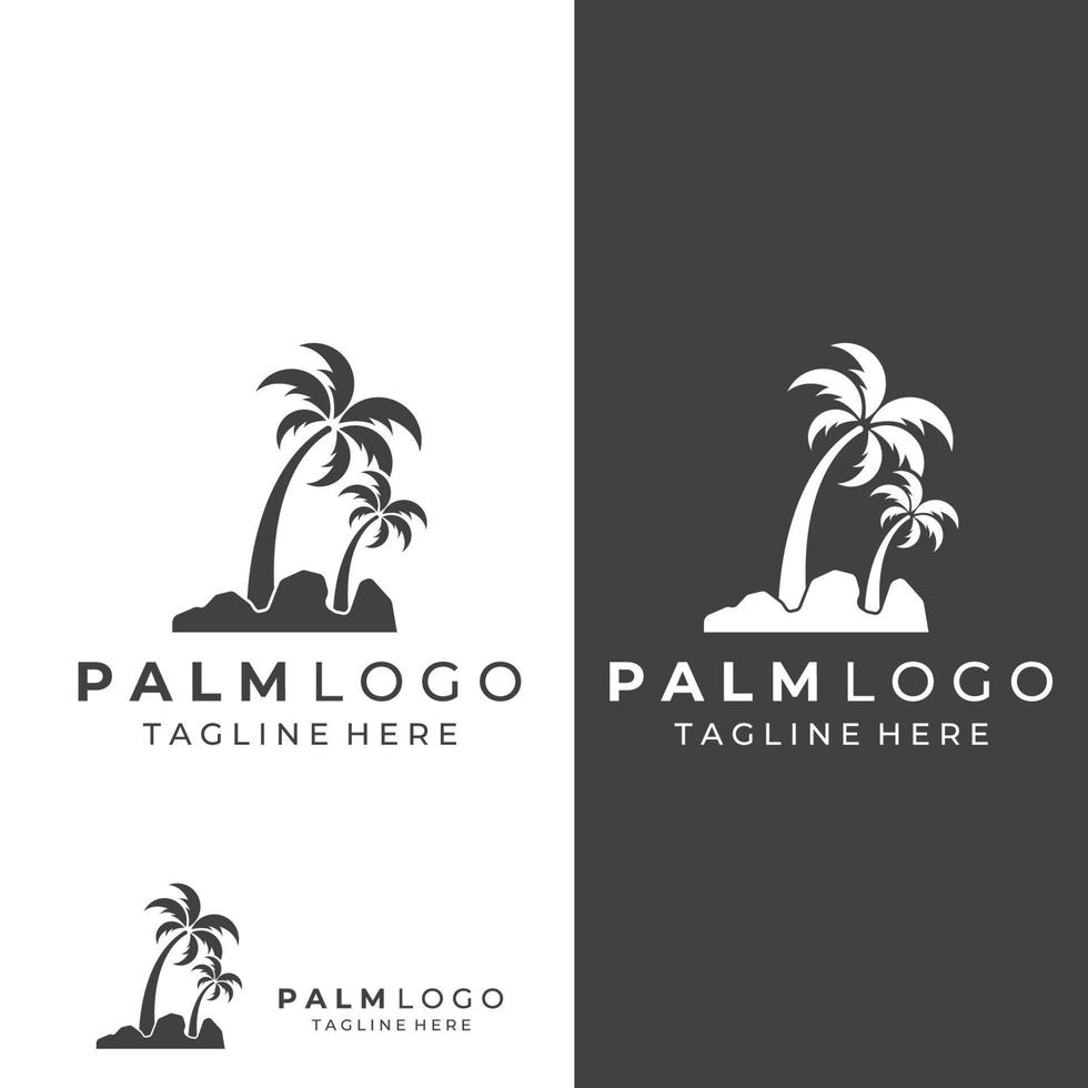 palmboomlogo, palm met golven en zon. met behulp van het bewerken van illustratorsjabloonontwerp. vector