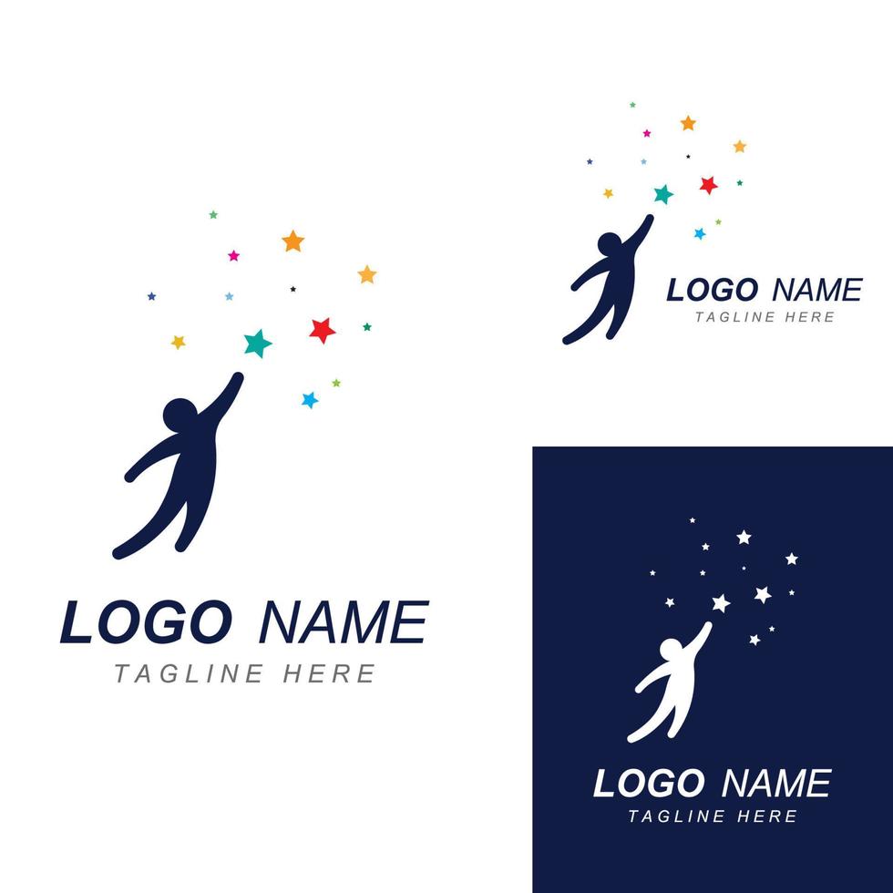 een logo naar bereiken de sterren of een logo naar bereiken een droom of doel. logo gebruik makend van concept ontwerp vector illustratie sjabloon.