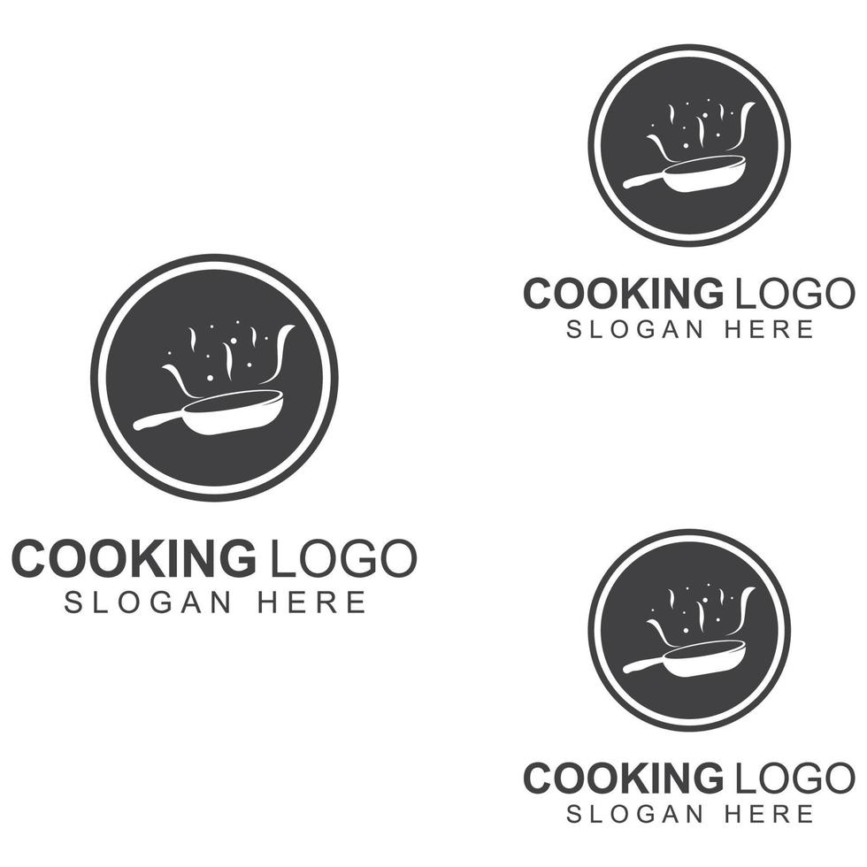 logo's voor kookgerei, kookpotten, spatels en kooklepels. met behulp van een vector illustratie sjabloon ontwerpconcept.