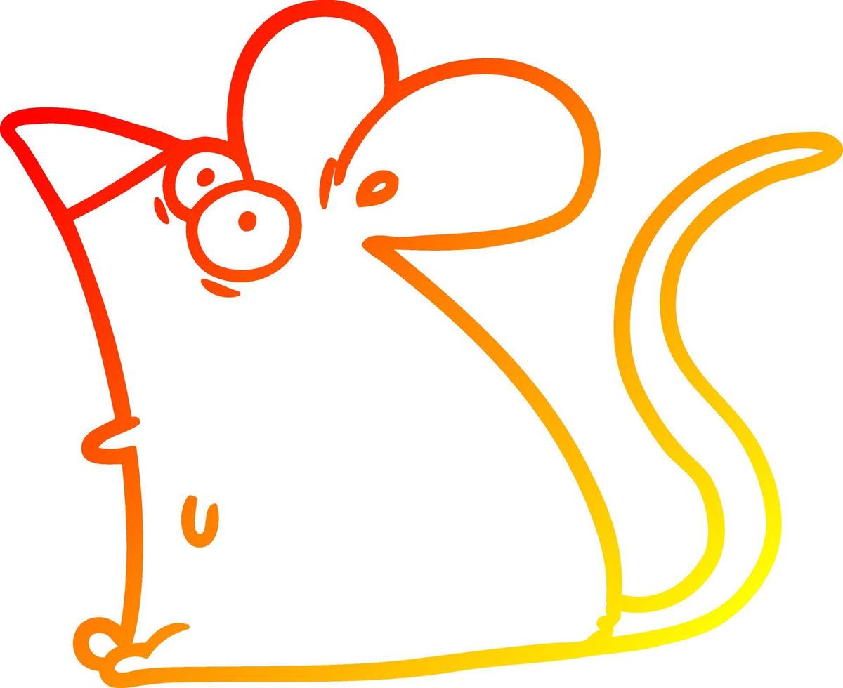 warme gradiënt lijntekening cartoon bange muis vector