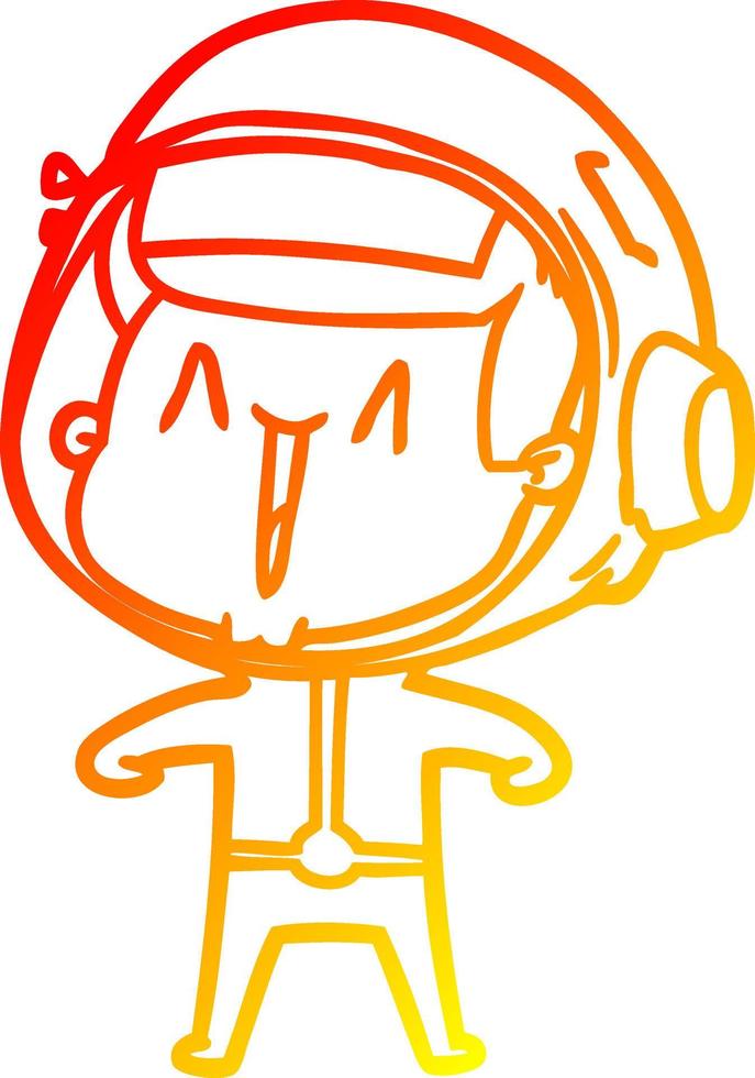 warme gradiënt lijntekening happy cartoon astronaut vector