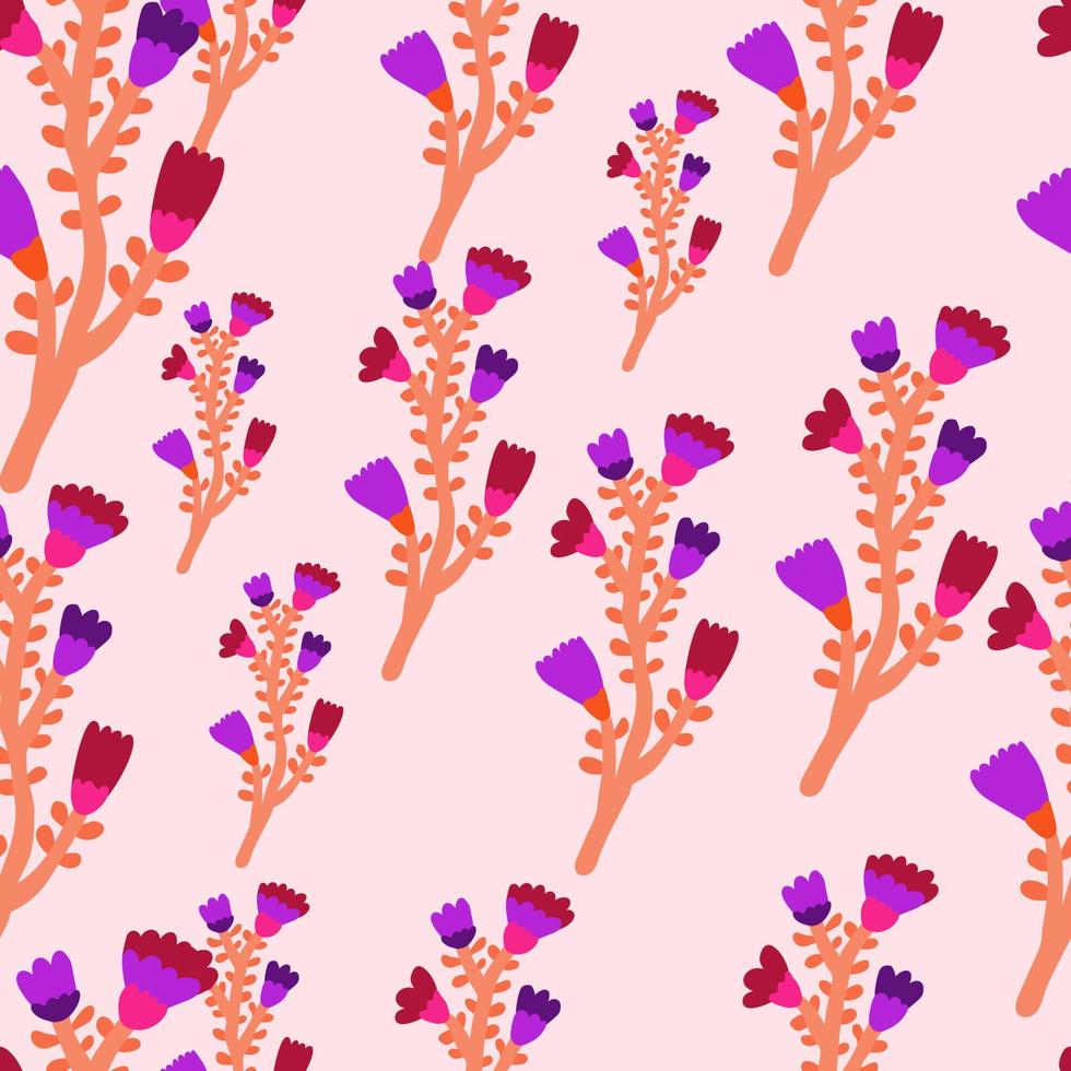 hand getekende bloemen naadloze patroon. naïeve kunst. schattig bloemenbehang. abstracte planten eindeloze achtergrond. vector