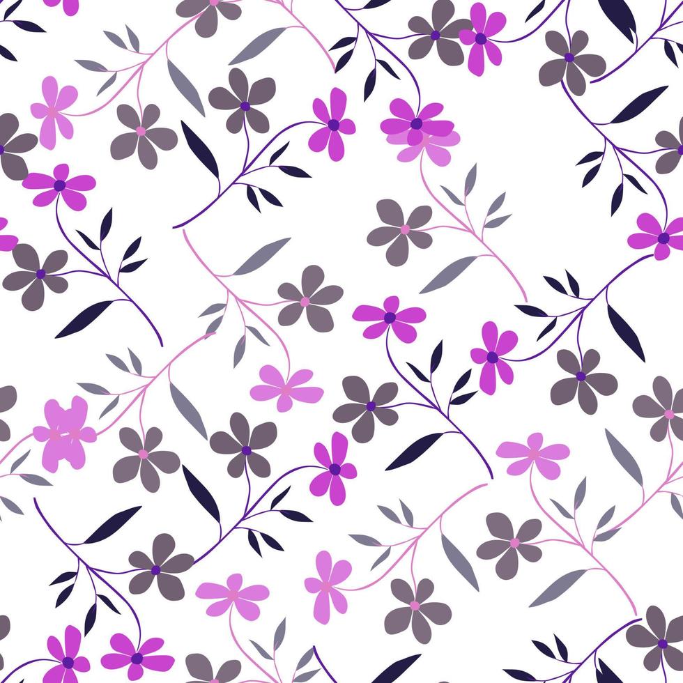 schattig eenvoudig bloemen naadloos patroon. doodle botanische planten achtergrond. hand getekend abstract bloemenbehang. vector