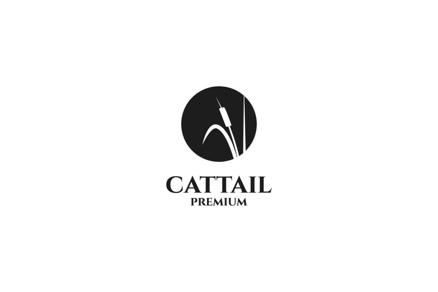 vlak cattail gras logo ontwerp vector illustratie idee