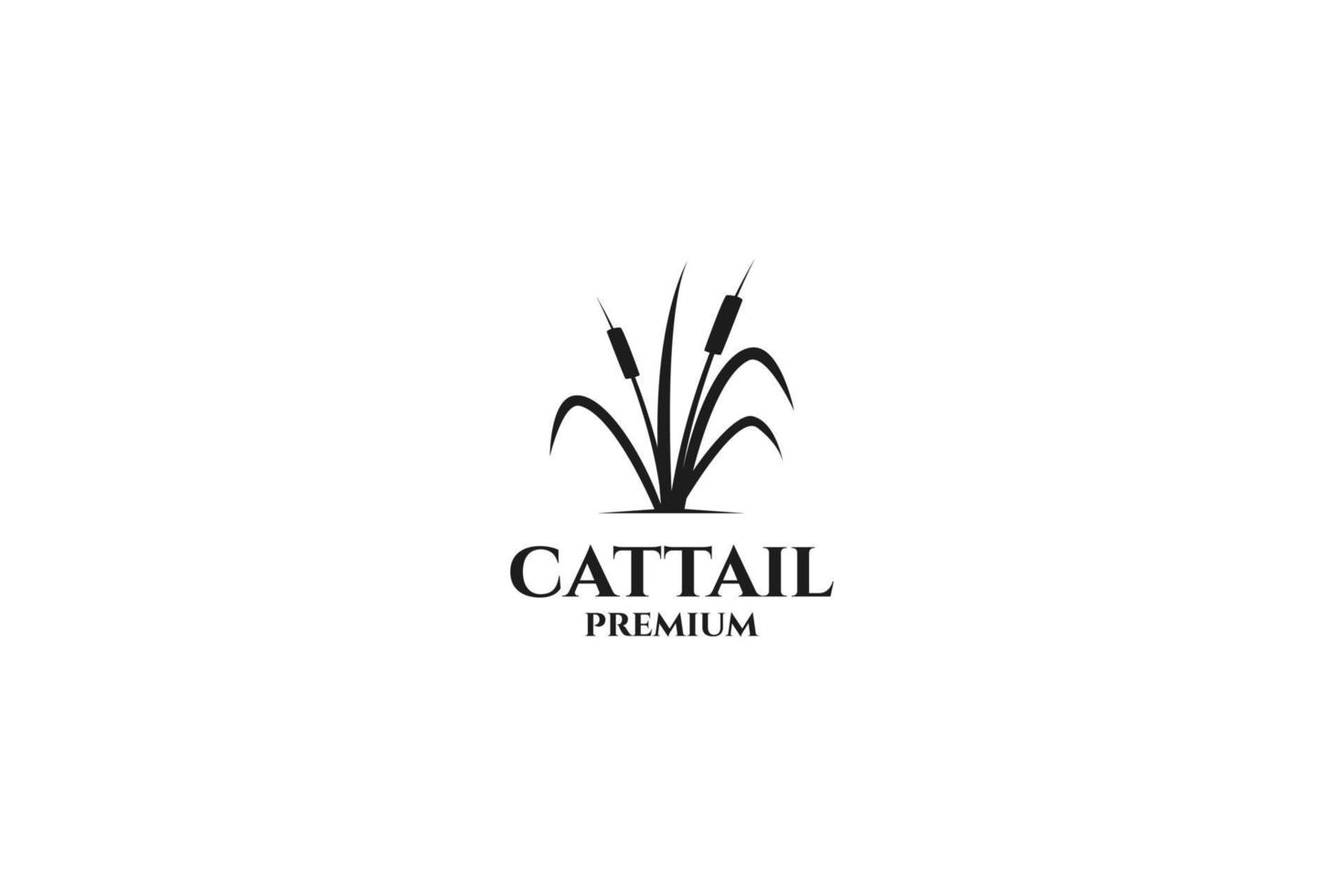 vlak cattail gras logo ontwerp vector illustratie idee