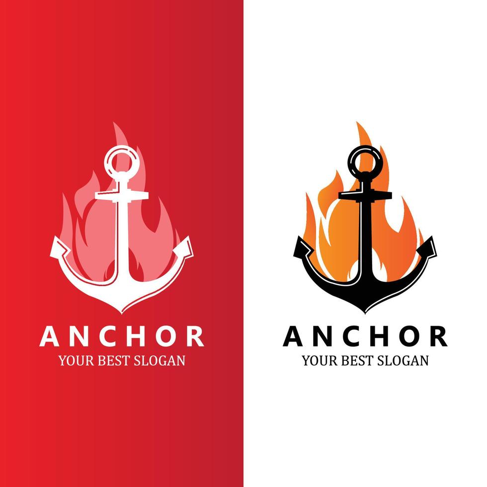 schip anker logo pictogram vector, haven, retro ontwerp illustratie vector