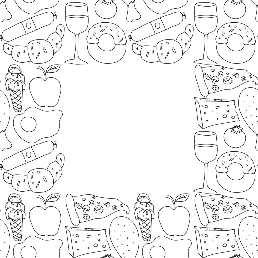 vector voedsel achtergrond met plaats voor tekst. tekening voedsel illustratie