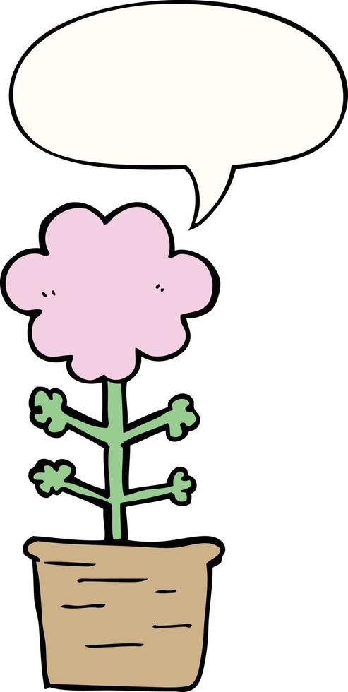 schattige cartoonbloem en tekstballon vector