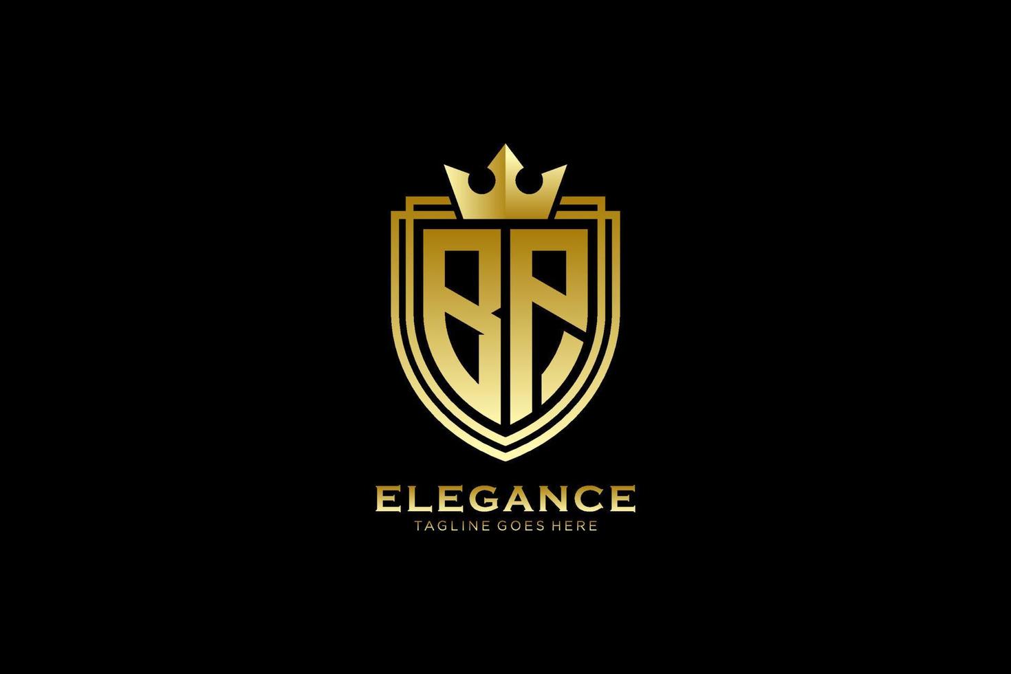 eerste bp elegant luxe monogram logo of insigne sjabloon met scrollt en Koninklijk kroon - perfect voor luxueus branding projecten vector