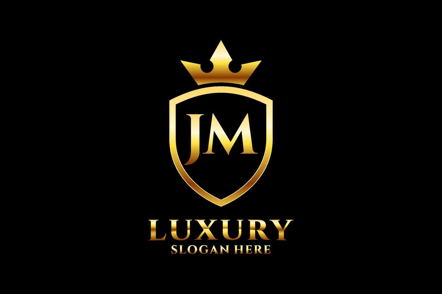 eerste jm elegant luxe monogram logo of insigne sjabloon met scrollt en Koninklijk kroon - perfect voor luxueus branding projecten vector