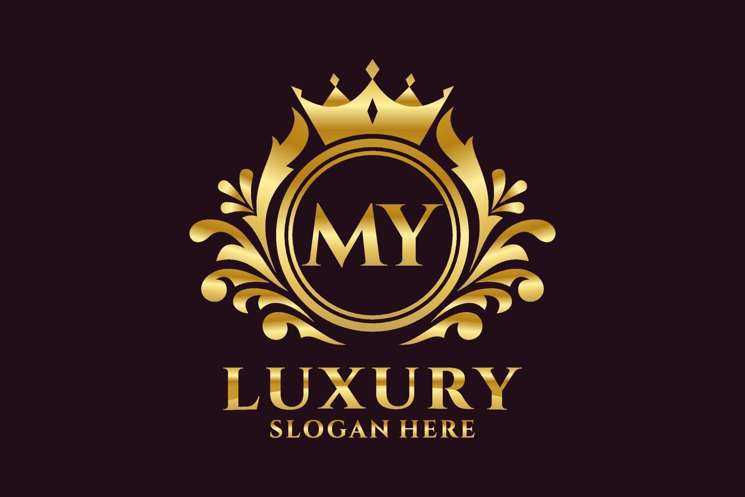 eerste mijn brief Koninklijk luxe logo sjabloon in vector kunst voor luxueus branding projecten en andere vector illustratie.