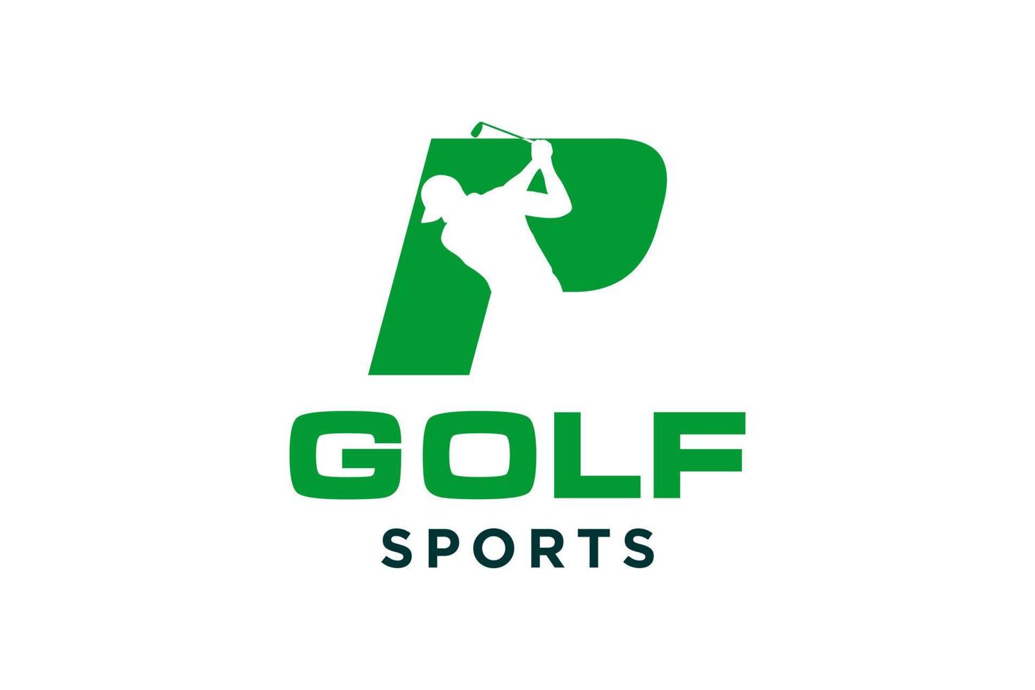 alfabet letter pictogram logo p voor golf logo vector ontwerpsjabloon, vector label van golf, logo van golfkampioenschap, illustratie, creatief pictogram, ontwerpconcept