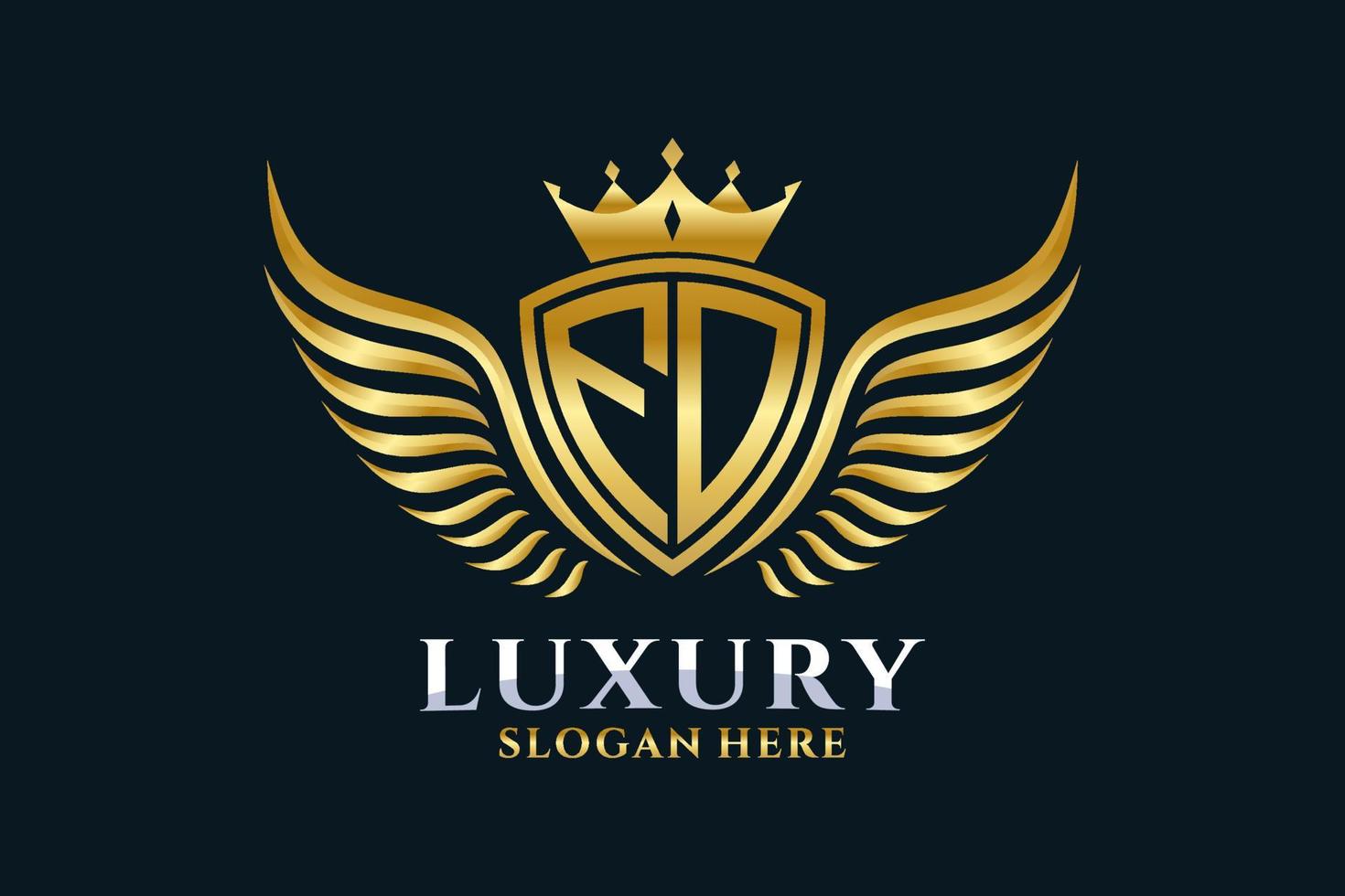 luxe Koninklijk vleugel brief voor kam goud kleur logo vector, zege logo, kam logo, vleugel logo, vector logo sjabloon.