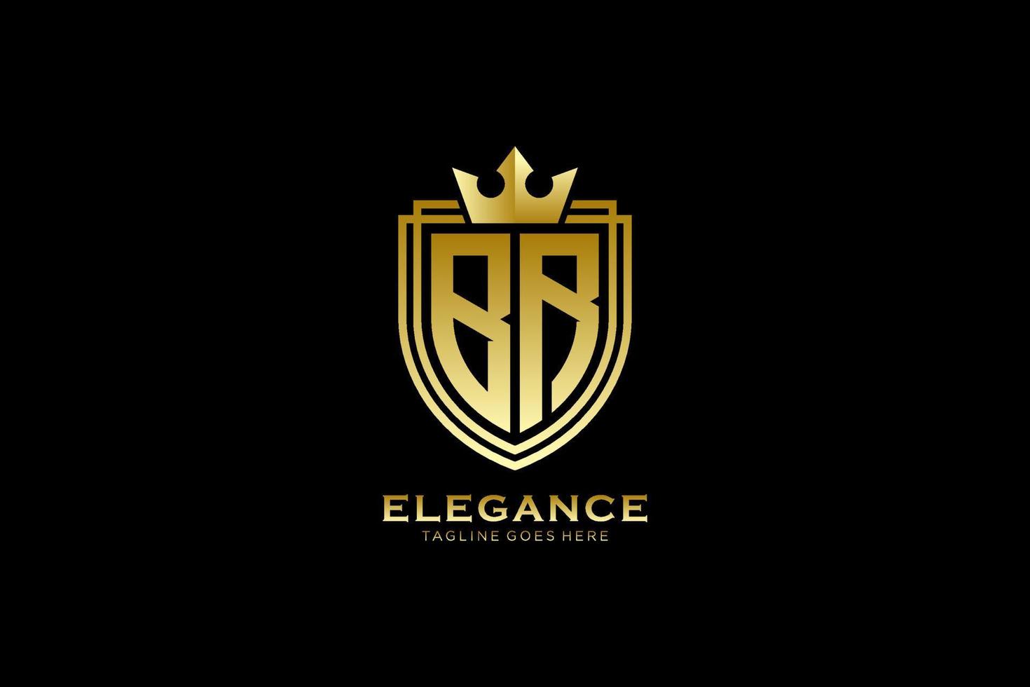 eerste br elegant luxe monogram logo of insigne sjabloon met scrollt en Koninklijk kroon - perfect voor luxueus branding projecten vector