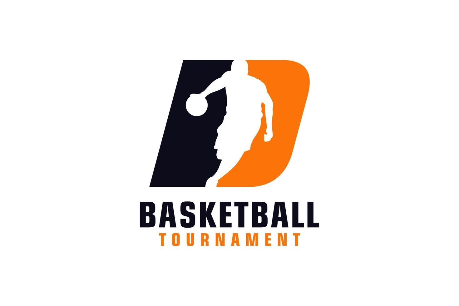 brief d met basketbal logo ontwerp. vector ontwerp sjabloon elementen voor sport team of zakelijke identiteit.