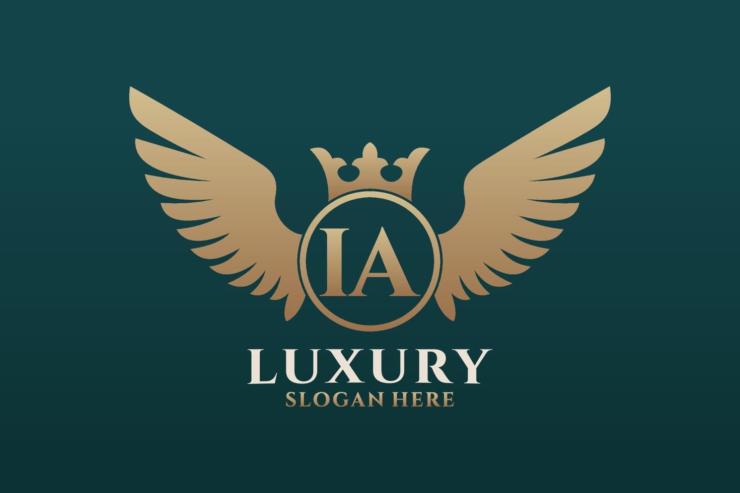 luxe Koninklijk vleugel brief IA kam goud kleur logo vector, zege logo, kam logo, vleugel logo, vector logo sjabloon.