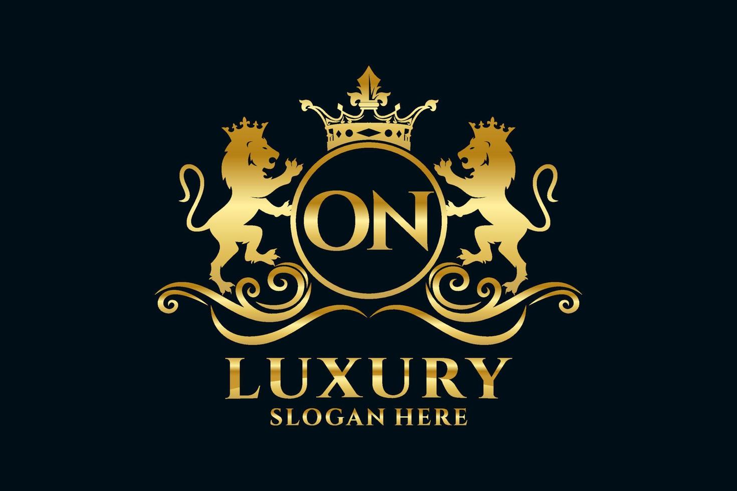 eerste Aan brief leeuw Koninklijk luxe logo sjabloon in vector kunst voor luxueus branding projecten en andere vector illustratie.