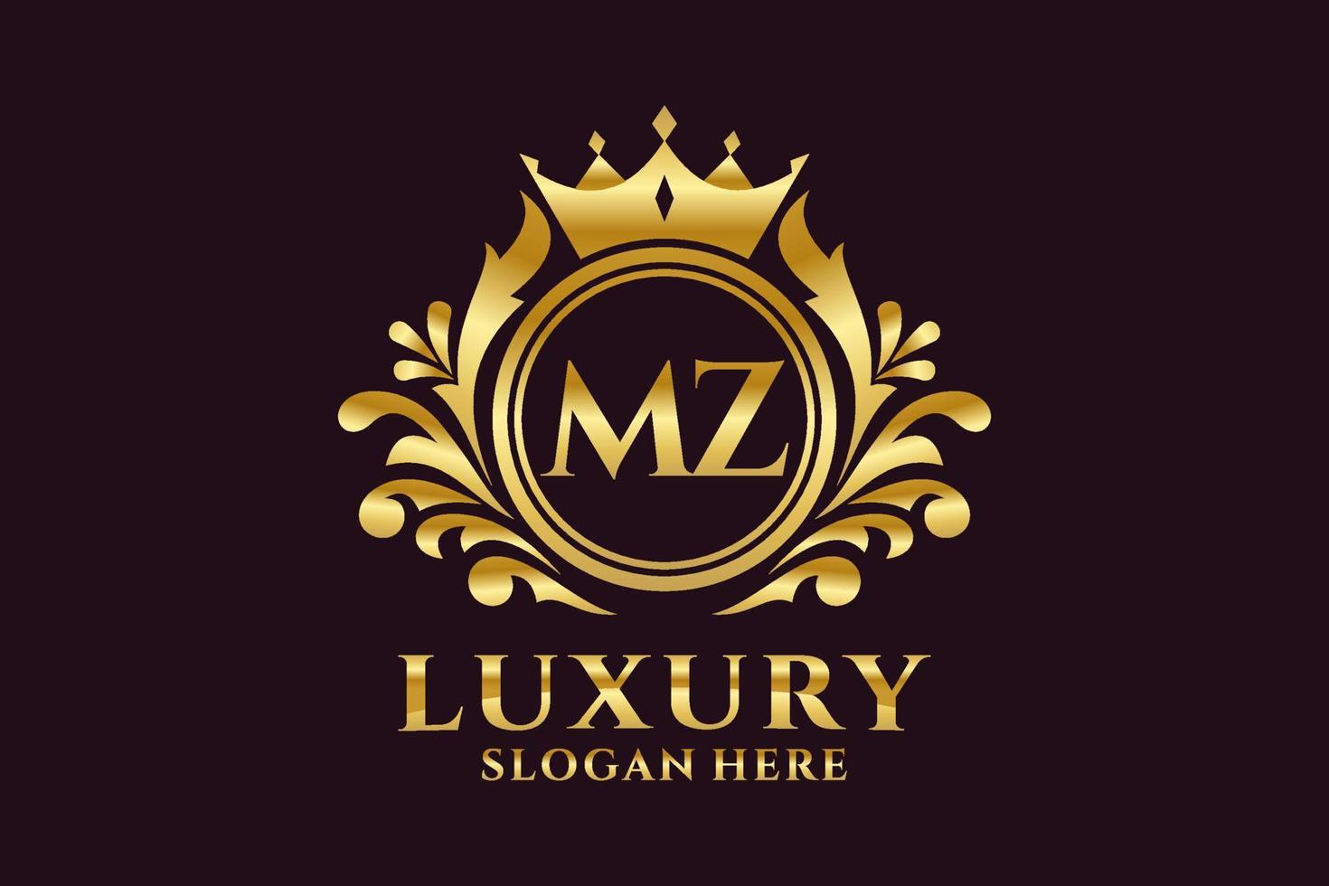 eerste mz brief Koninklijk luxe logo sjabloon in vector kunst voor luxueus branding projecten en andere vector illustratie.