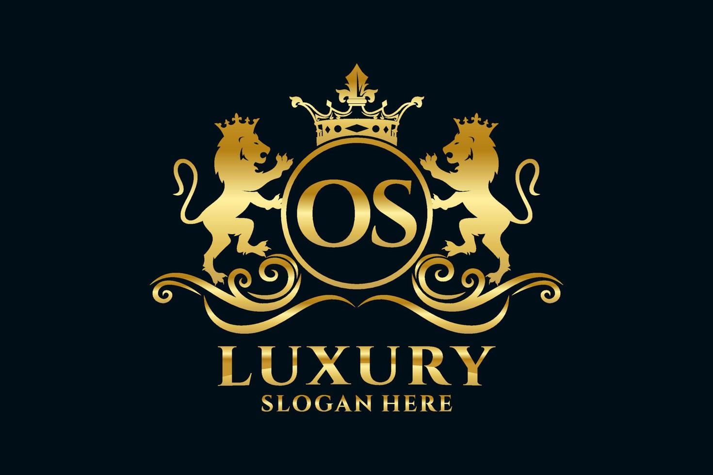 eerste os brief leeuw Koninklijk luxe logo sjabloon in vector kunst voor luxueus branding projecten en andere vector illustratie.