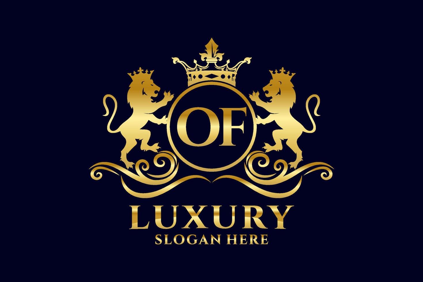 eerste van brief leeuw Koninklijk luxe logo sjabloon in vector kunst voor luxueus branding projecten en andere vector illustratie.