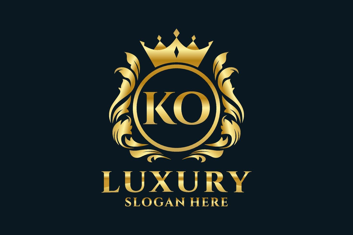 eerste ko brief Koninklijk luxe logo sjabloon in vector kunst voor luxueus branding projecten en andere vector illustratie.
