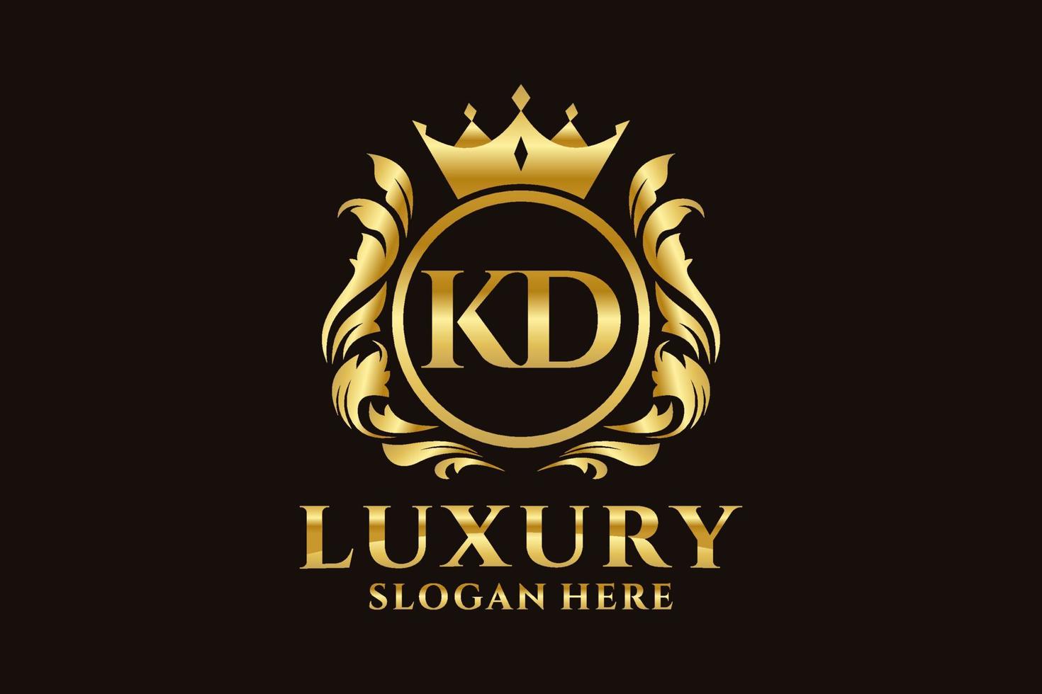 eerste kd brief Koninklijk luxe logo sjabloon in vector kunst voor luxueus branding projecten en andere vector illustratie.